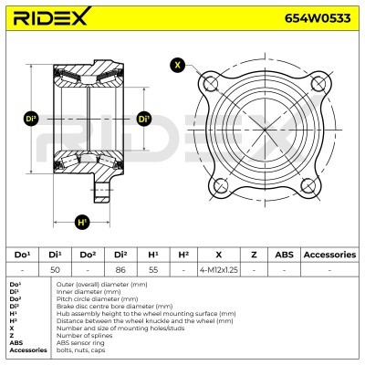 Radlager RIDEX 654W0533 654W0533 - foto 7