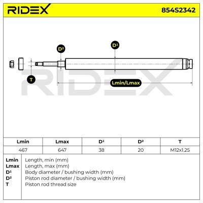 Stoßdämpfer RIDEX 854S2342 854S2342 - foto 8
