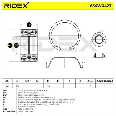 Radlager RIDEX 654W0427 654W0427 - foto 2