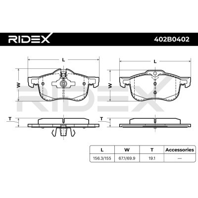 Bremsbeläge Satz RIDEX 402B0402 402B0402 - foto 7