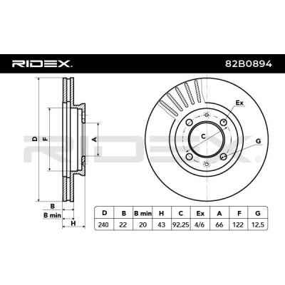 Bremsscheibe RIDEX 82B0894 82B0894 - foto 3