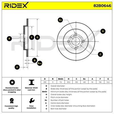 Bremsscheibe RIDEX 82B0646 82B0646 - foto 4