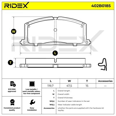 Bremsbeläge Satz RIDEX 402B0185 402B0185 - foto 9