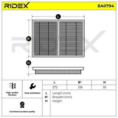 Luftfilter RIDEX 8A0794 8A0794 - foto 6
