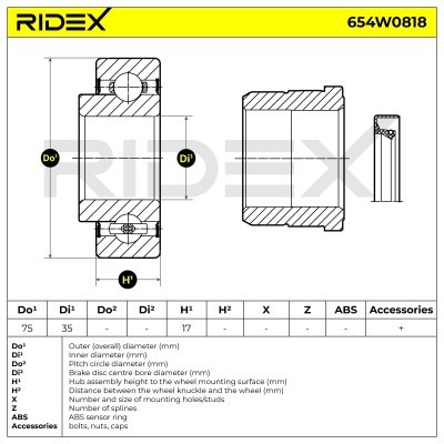 Radlager RIDEX 654W0818 654W0818 - foto 4