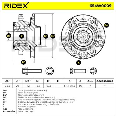 Radlager RIDEX 654W0009 654W0009 - foto 6