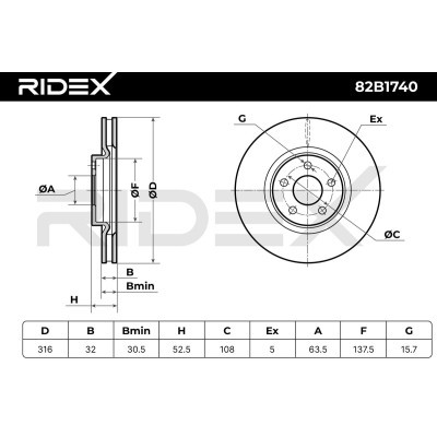 Bremsscheibe RIDEX 82B1740 82B1740 - foto 7