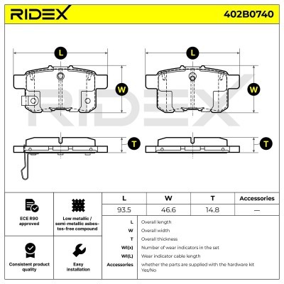 Bremsbeläge Satz RIDEX 402B0740 402B0740 - foto 6