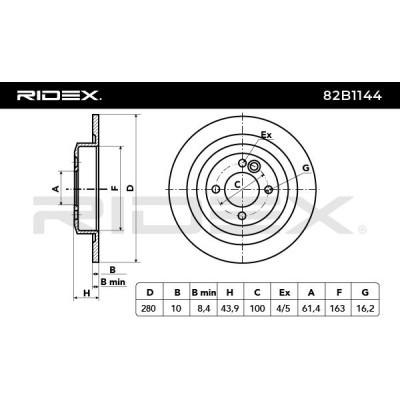 Bremsscheibe RIDEX 82B1144 82B1144 - foto 6