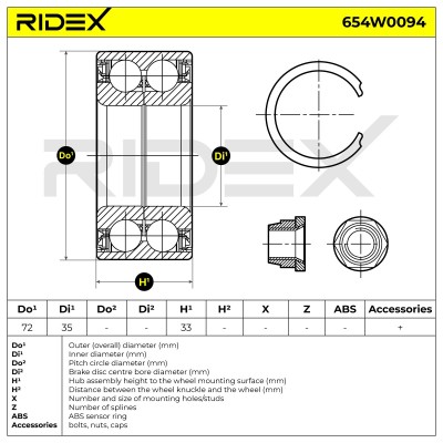 Radlager RIDEX 654W0094 654W0094 - foto 3