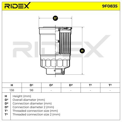 Kraftstofffilter RIDEX 9F0835 9F0835 - foto 5