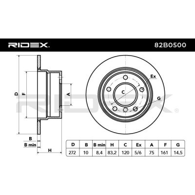 Bremsscheibe RIDEX 82B0500 82B0500 - foto 5