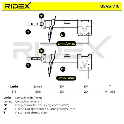Stoßdämpfer RIDEX 854S1716 854S1716 - foto 5