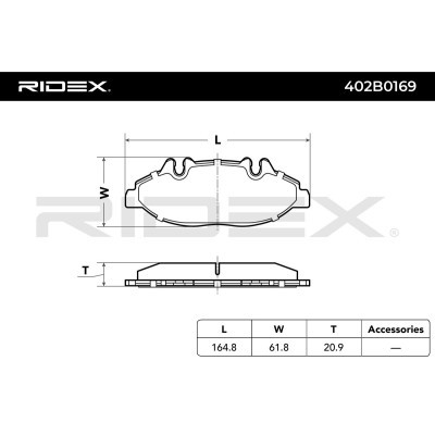Bremsbeläge Satz RIDEX 402B0169 402B0169 - foto 7