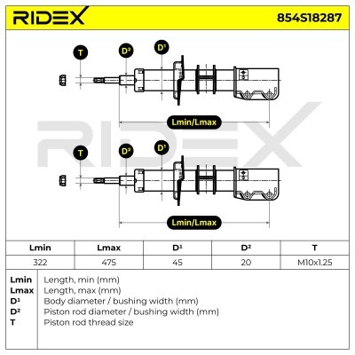 Stoßdämpfer RIDEX 854S18287 854S18287 - foto 2