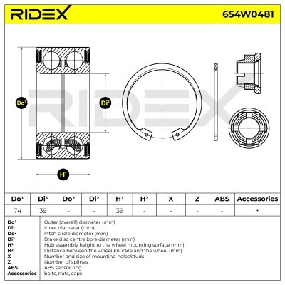 Radlager RIDEX 654W0481 654W0481 - foto 7