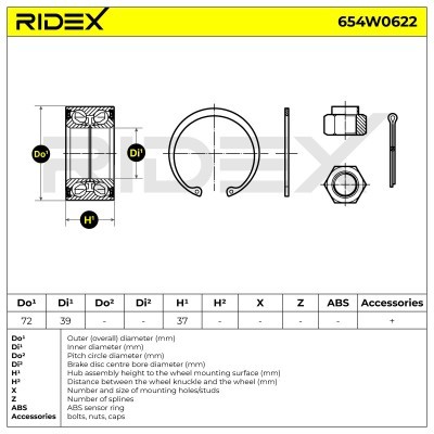 Radlager RIDEX 654W0622 654W0622 - foto 5