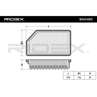 Luftfilter RIDEX 8A0480 8A0480 - foto 6