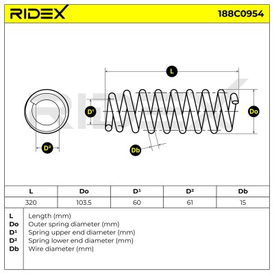 Fahrwerksfeder RIDEX 188C0954 188C0954 - foto 5