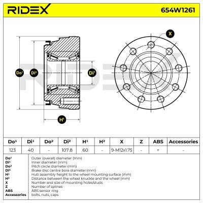 Radlager RIDEX 654W1261 654W1261 - foto 6