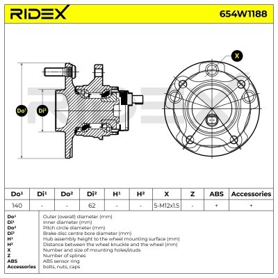Radlager RIDEX 654W1188 654W1188 - foto 7