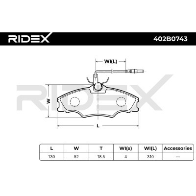Bremsbeläge Satz RIDEX 402B0743 402B0743 - foto 6