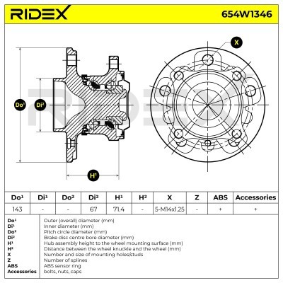 Radlager RIDEX 654W1346 654W1346 - foto 7