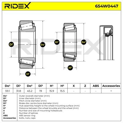 Radlager RIDEX 654W0447 654W0447 - foto 3