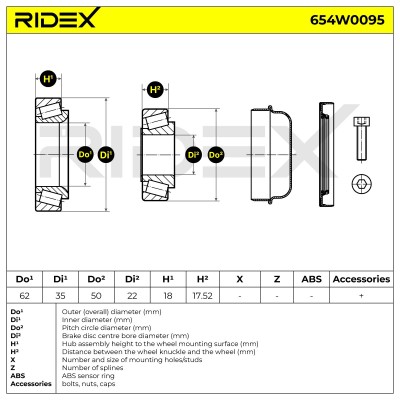 Radlager RIDEX 654W0095 654W0095 - foto 3