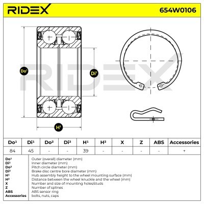 Radlager RIDEX 654W0106 654W0106 - foto 6