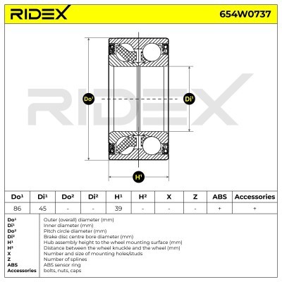 Radlager RIDEX 654W0737 654W0737 - foto 6
