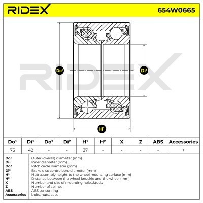 Radlager RIDEX 654W0665 654W0665 - foto 5