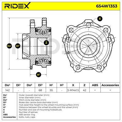 Radlager RIDEX 654W1353 654W1353 - foto 7