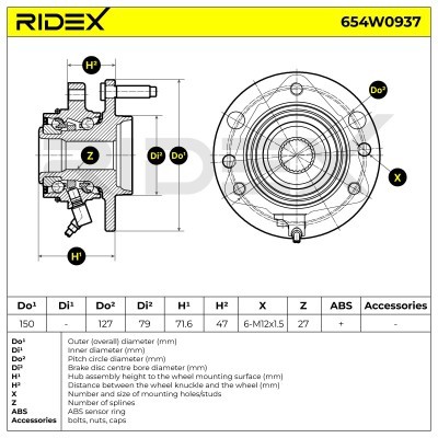Radlager RIDEX 654W0937 654W0937 - foto 5