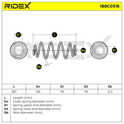 Fahrwerksfeder RIDEX 188C0316 188C0316 - foto 5