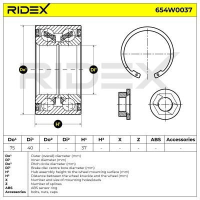 Radlager RIDEX 654W0037 654W0037 - foto 2