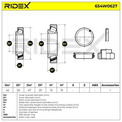 Radlager RIDEX 654W0627 654W0627 - foto 5