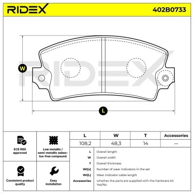 Bremsbeläge Satz RIDEX 402B0733 402B0733 - foto 6
