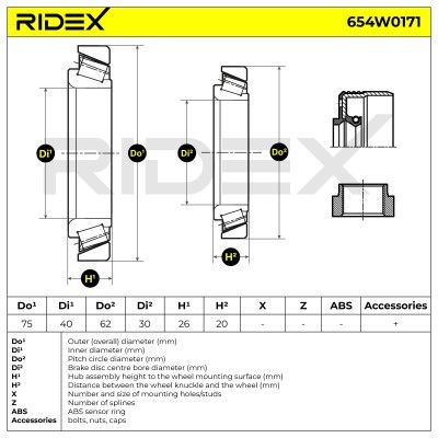Radlager RIDEX 654W0171 654W0171 - foto 8