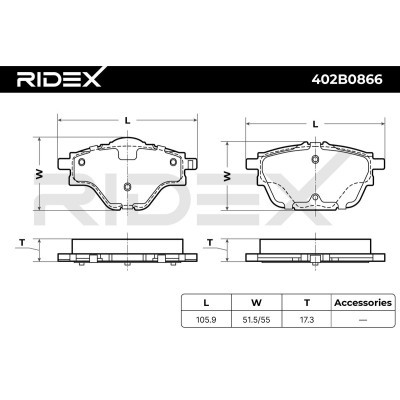 Bremsbeläge Satz RIDEX 402B0866 402B0866 - foto 7