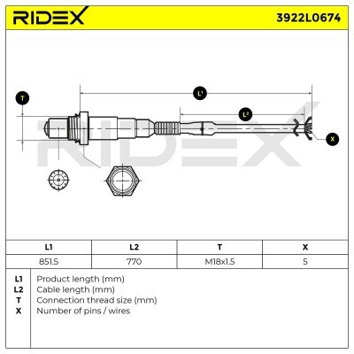 Lambdasonde RIDEX 3922L0674 3922L0674 - foto 5