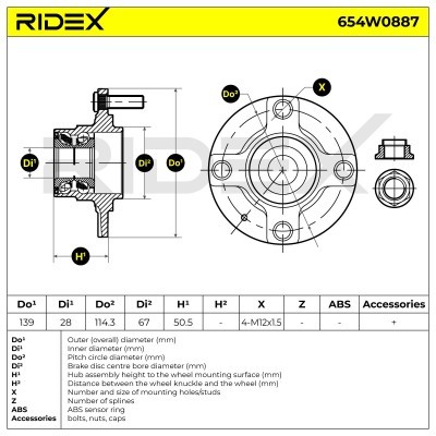 Radlager RIDEX 654W0887 654W0887 - foto 5