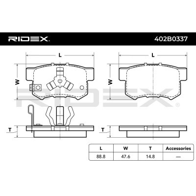 Bremsbeläge Satz RIDEX 402B0337 402B0337 - foto 7