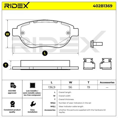 Bremsbeläge Satz RIDEX 402B1369 402B1369 - foto 9