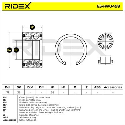 Radlager RIDEX 654W0499 654W0499 - foto 3