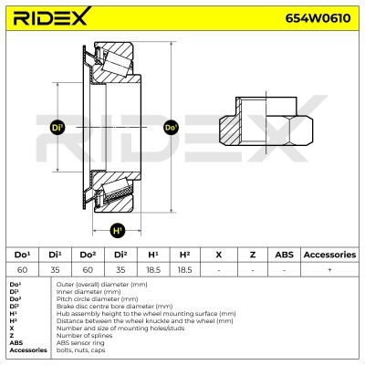 Radlager RIDEX 654W0610 654W0610 - foto 3