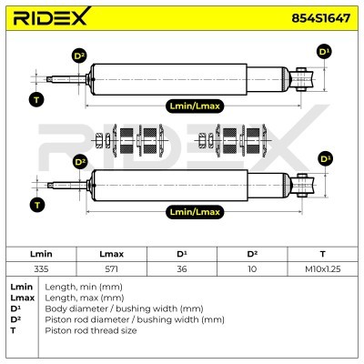 Stoßdämpfer RIDEX 854S1647 854S1647 - foto 4