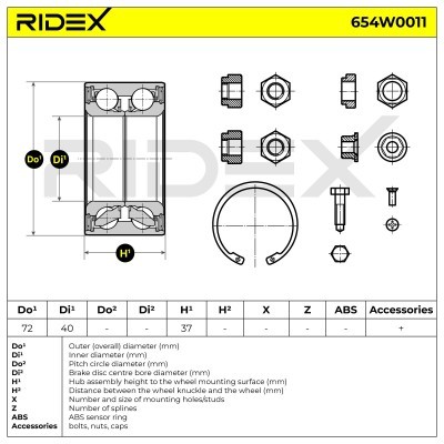 Radlager RIDEX 654W0011 654W0011 - foto 7