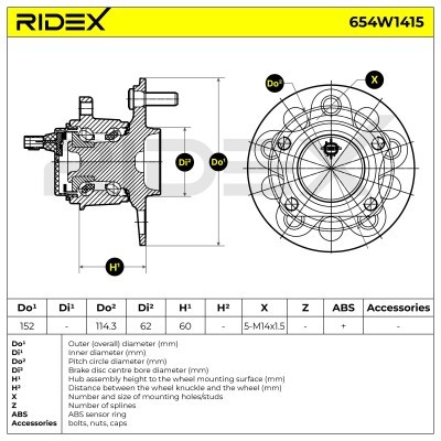 Radlagersatz RIDEX 654W1415 654W1415 - foto 7