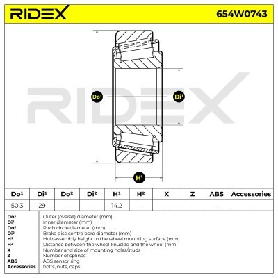 Radlager RIDEX 654W0743 654W0743 - foto 6